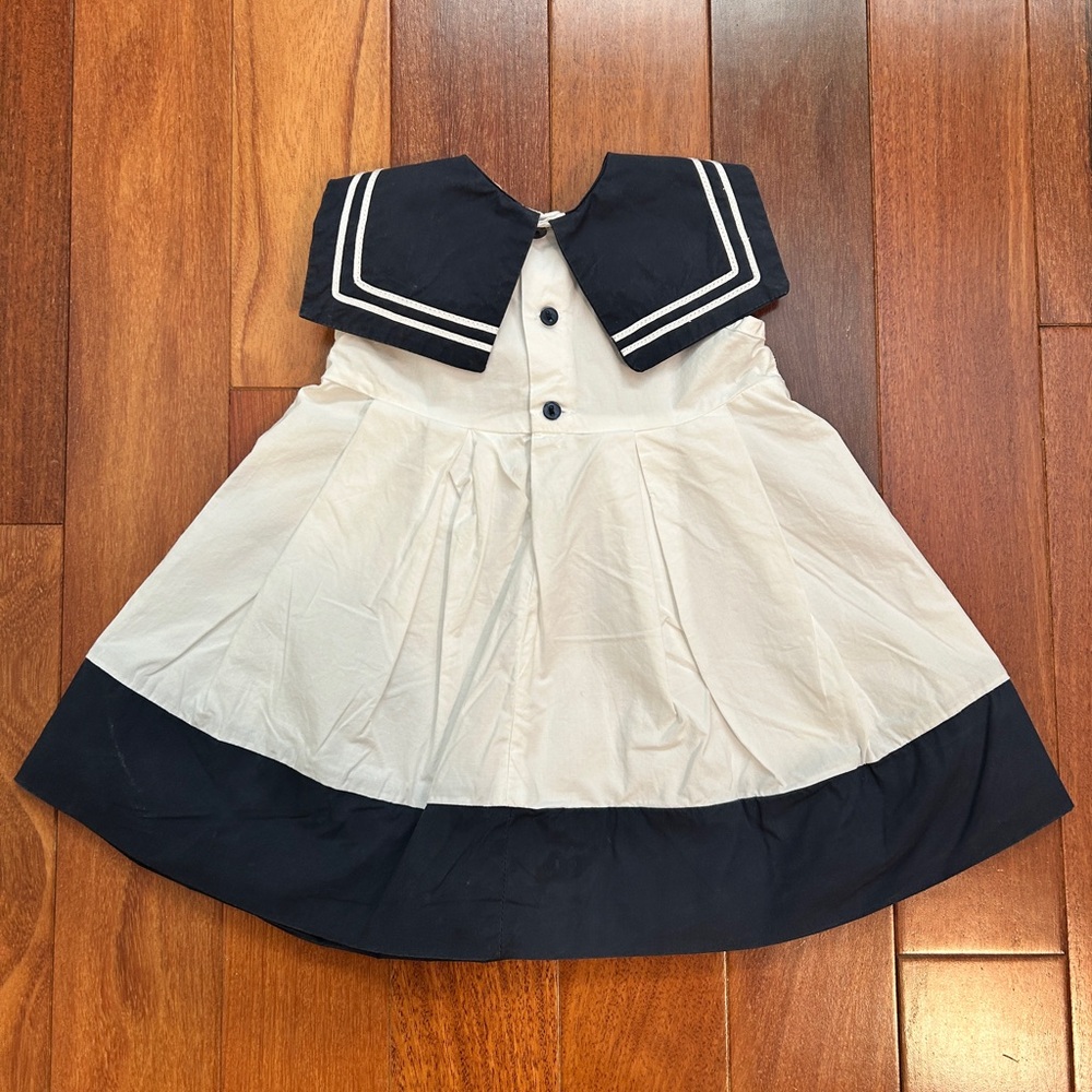 Nautical Navy and White Kids Dress - Picture 2 of 3